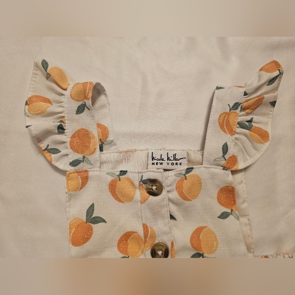 Adorable Baby Dress By Nicole Miller- Peach Fruit Design- Size 6/9 Month - Picture 3 of 9